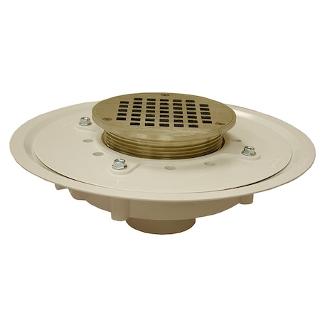 Jones Stephens 2in. Heavy Duty PVC Drain Base with 4in. Metal Spud and 5in. Nickel Bronze Strainer D50349